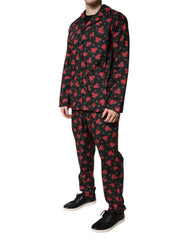 Dolce & Gabbana Black Floral Print Cotton Men Pajama Set Sleepwear - Pajamas