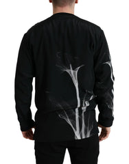 Dolce & Gabbana Black Floral Print Crewneck Pullover Sweater - IT48 | M - Sweaters