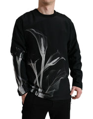 Dolce & Gabbana Black Floral Print Crewneck Pullover Sweater - IT48 | M - Sweaters