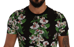 Dolce & Gabbana Black Floral Print Crewneck T-shirt - T-Shirts