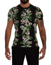 Dolce & Gabbana Black Floral Print Crewneck T-shirt - T-Shirts