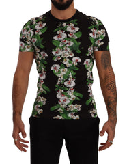 Dolce & Gabbana Black Floral Print Crewneck T-shirt - T-Shirts