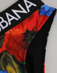 Dolce & Gabbana Black Floral Print High Waist Panty Underwear - IT1 | XS - Briefs