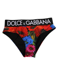 Dolce & Gabbana Black Floral Print High Waist Panty Underwear - IT1 | XS - Briefs