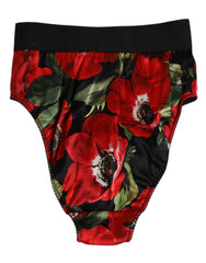 Dolce & Gabbana Black Floral Print High Waist Panty Underwear - IT2 | S - Briefs