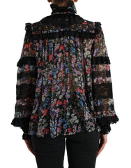 Dolce & Gabbana Black Floral Print Long Sleeves Blouse Top - IT40|S - Blouses