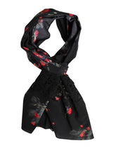 Dolce & Gabbana Black Floral Print Neck Warmer Wrap Scarf - Scarves & Shawls