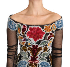 Dolce & Gabbana Black Floral Ricamo Top T-shirt Blouse - Blouses