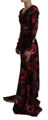 Dolce & Gabbana Black Floral Roses A-Line Sheath Gown Dress - IT36|XXS - Dresses