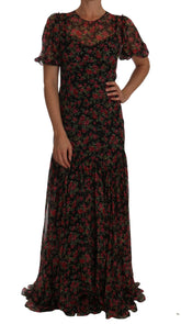 Dolce & Gabbana Black Floral Roses A-Line Shift Gown - IT40|S - Dresses