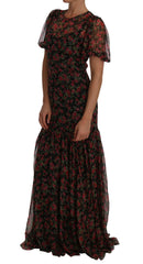 Dolce & Gabbana Black Floral Roses A-Line Shift Gown - IT40|S - Dresses