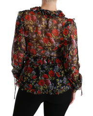 Dolce & Gabbana Black Floral Roses Blouse Silk Top - IT36 | XS - Blouses