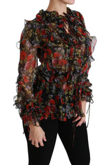 Dolce & Gabbana Black Floral Roses Blouse Silk Top - IT36 | XS - Blouses