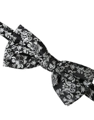 Dolce & Gabbana Black Floral Silk Adjustable Neck Men Bow Tie - Neckties