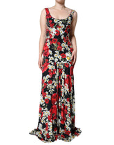 Dolce & Gabbana Black Floral Silk Sleeveless Long Gown Dress - IT42|M - Dresses