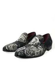 Dolce & Gabbana Black Floral Slippers Men Loafers Dress Shoes - EU39/US6 - Flats