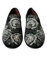 Dolce & Gabbana Chinelos Florais Negros para Homem - Mule Lã de Carneiro Sapatos de Vestir - EU39/US6