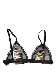 Dolce & Gabbana Zwarte bloemenprint soft cup triangle BH lingerie - IT2 | S