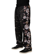Dolce & Gabbana Black Floral Straight-Leg Chino Trouser Pants