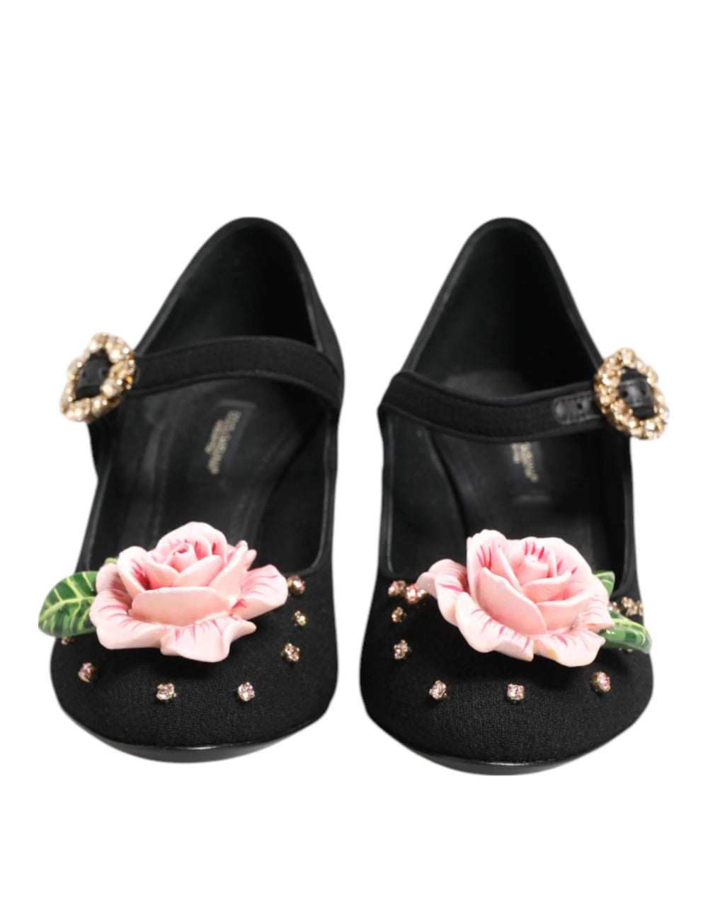 Dolce & Gabbana Black Flower Crystal Embellished Mary Jane Shoes - EU36/US5.5