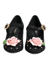 Dolce & Gabbana Svarta Blom Kristallprydda Mary Jane Skor - EU36/US5.5