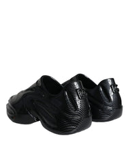 Dolce & Gabbana Black Foiled Rubber Toy Low Top Men Sneakers Shoes - EU44/US11