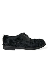 Dolce & Gabbana Black Fur Leather Lace Up Derby Dress Shoes - Shoes