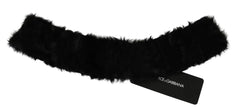 Dolce & Gabbana Black Fur Neck Collar Wrap Lambskin Scarf - Scarves & Shawls