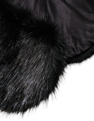 Dolce & Gabbana Black Fur Shawl Neck Wrap Cover Collar Scarf - IT40|S