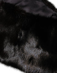 Dolce & Gabbana Black Fur Shawl Neck Wrap Cover Collar Scarf - IT40|S - Scarves & Shawls