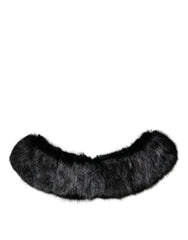Dolce & Gabbana Black Fur Shawl Neck Wrap Cover Collar Scarf - IT40|S