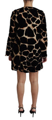 Dolce & Gabbana Black Giraffe Print Shift Mini Dress - IT36 | XS - Dresses