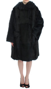 Dolce & Gabbana Black Goat Fur Shearling Long Jacket Coat - IT40|S - Overcoats