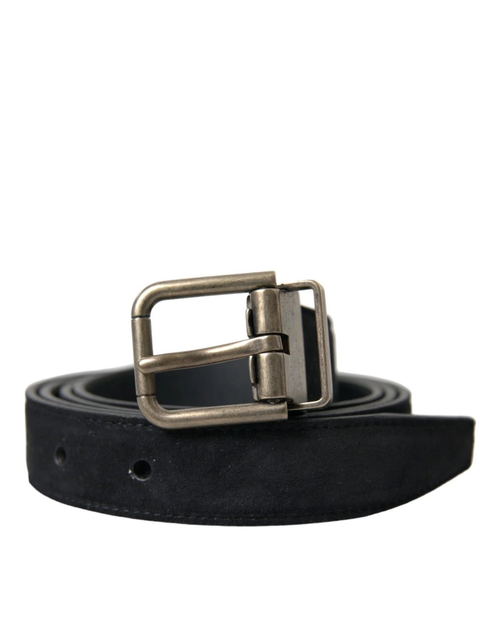 Dolce & Gabbana Black Goat Leather Antique Metal Buckle Belt - 110 cm / 44 Inches - Belts