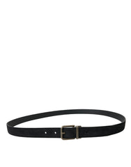 Dolce & Gabbana Black Goat Leather Antique Metal Buckle Belt - 110 cm / 44 Inches - Belts