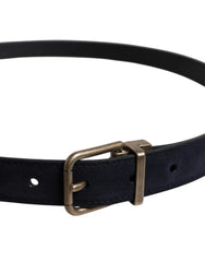 Dolce & Gabbana Black Goat Leather Metal Buckle Classic Belt - 110 cm / 44 Inches - Belts