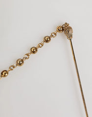 Dolce & Gabbana Black Gold Brass Crystal Chain Women Lapel Pin Brooch