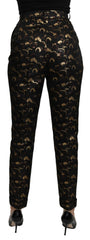 Dolce & Gabbana Black Gold Brocade High Waist Pants - IT40|S - Trousers