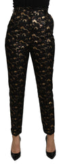 Dolce & Gabbana Black Gold Brocade High Waist Pants - IT40|S - Trousers