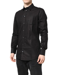 Dolce & Gabbana Black GOLD Cotton Collared Formal Dress Shirt - IT38 | XS - Shirts