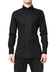 Dolce & Gabbana Black GOLD Cotton Long Sleeves Dress Shirt - Shirts