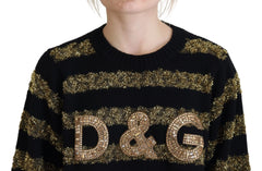 Dolce & Gabbana Black Gold D&G Crystal Cashmere Sweater - IT38 | S - Sweaters