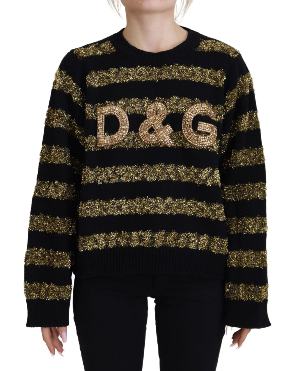 Dolce & Gabbana Black Gold D&G Crystal Cashmere Sweater - IT38 | S - Sweaters