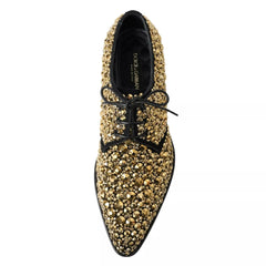 Dolce & Gabbana Black Gold Embellished Derby Shoes - EU43.5/US10.5 - Shoes