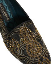 Dolce & Gabbana Black Gold Embellished Dress Loafers Shoes - EU44/US11