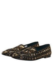 Dolce & Gabbana Mocassins Noirs à Embellissements Dorés - EU44/US11
