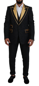 Dolce & Gabbana Black Gold Fantasy Tuxedo Slim Fit Suit - IT46 | S - Tuxedos
