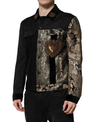 Dolce & Gabbana Black Gold Floral Jacquard Men Biker Jacket - IT56 | XXL - Sport Jackets