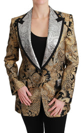 Dolce & Gabbana Black Gold Jacquard Blazer Jacket - Sport Jackets