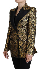 Dolce & Gabbana Black Gold Jacquard Coat Blazer Jacket - Sport Jackets